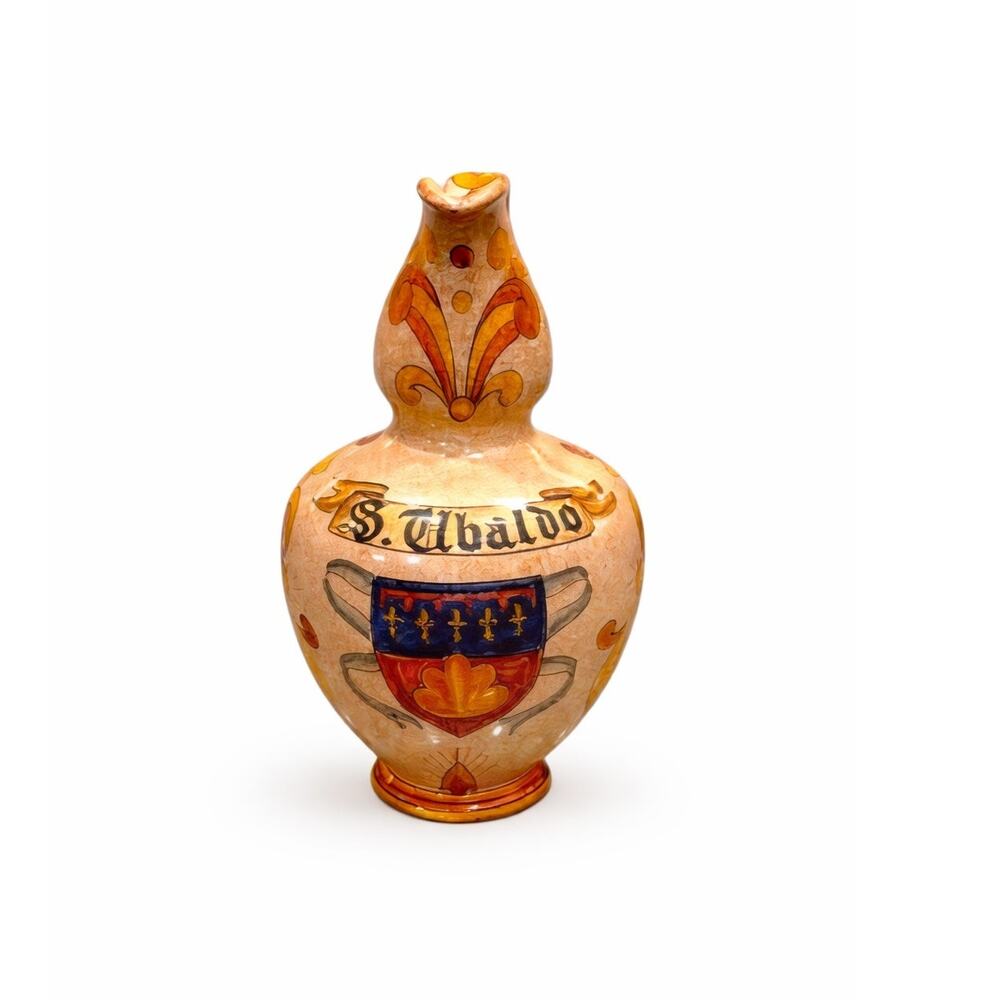 Biagioli Gubbio Italy Vintage Hand Painted Majolica Ewer / Vase 🇮🇹
